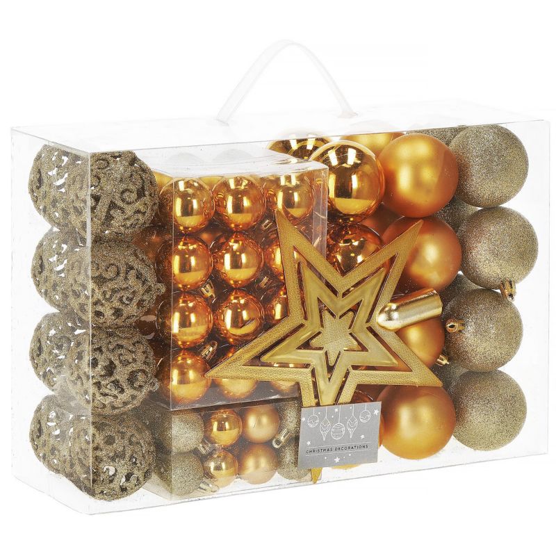 Bombki choinkowe Springos złote ażurowe, połyskujące, półmatowe brokatowe 100 szt.