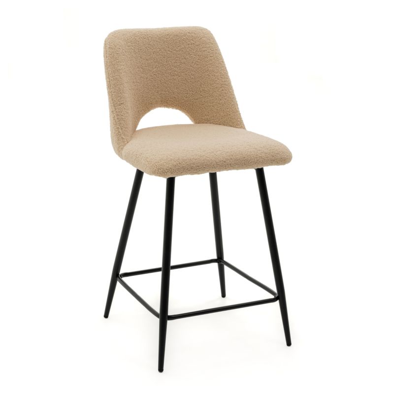 Hoker barowy tapicerowany New Home ORO ciemnobeżowy boucle teddy 1 szt.