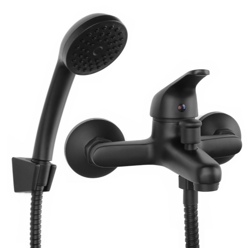 Bateria wannowa LATI - Yoka Home ścienna prysznicowa natryskowa czarna- 1 szt.