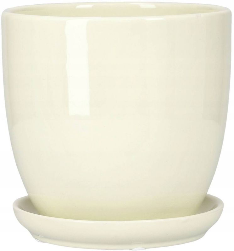 Doniczka ceramiczna KOTARBAU z podstawką kremowa 13 cm 1 szt.