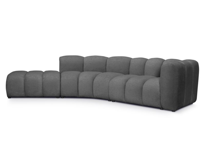 Narożnik prawostronny LaMiaSofa NAPOLI z tkaniny szenilowej 335x166 cm ciemny szary 1 szt.