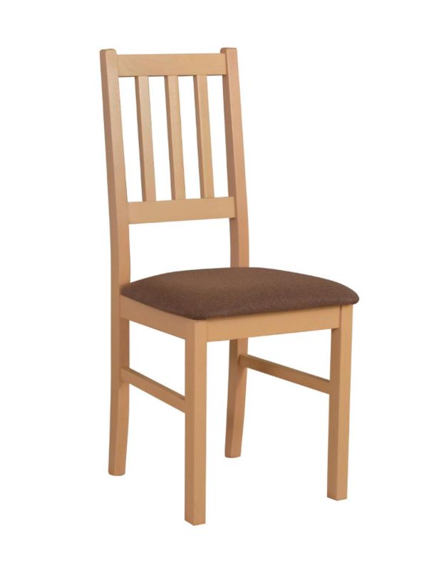 Krzesło tapicerowane Bettso Bos 4 drewniane z tapicerowanym siedziskiem w brązowej tkaninie dąb sonoma 1szt.