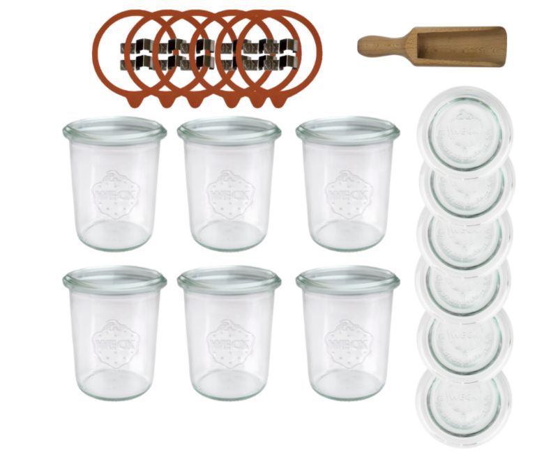 Słoiki MODO24 Weck 160 ml fi 60 mold z wiekami szklanymi i miarką 6 kpl.