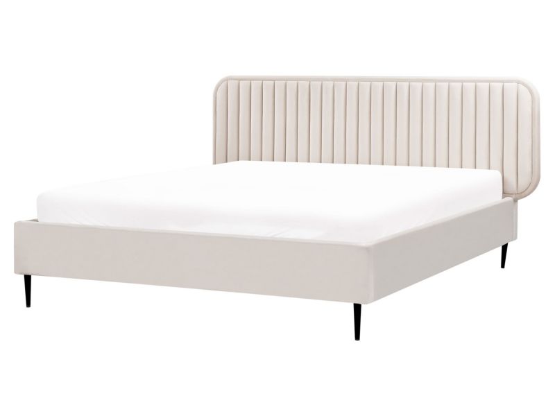 Łóżko Welur Brin 160 x 200 cm Beżowy 1 szt.