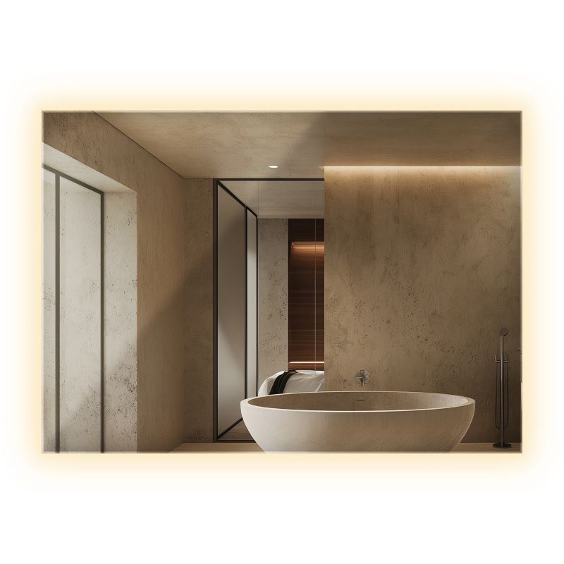 Lustro Prostokątne LED ArtPrintCave 70 x 50 cm Z Ciepłym Oświetleniem Na Ścianę Do Toaletki Makijażowe 1 szt.