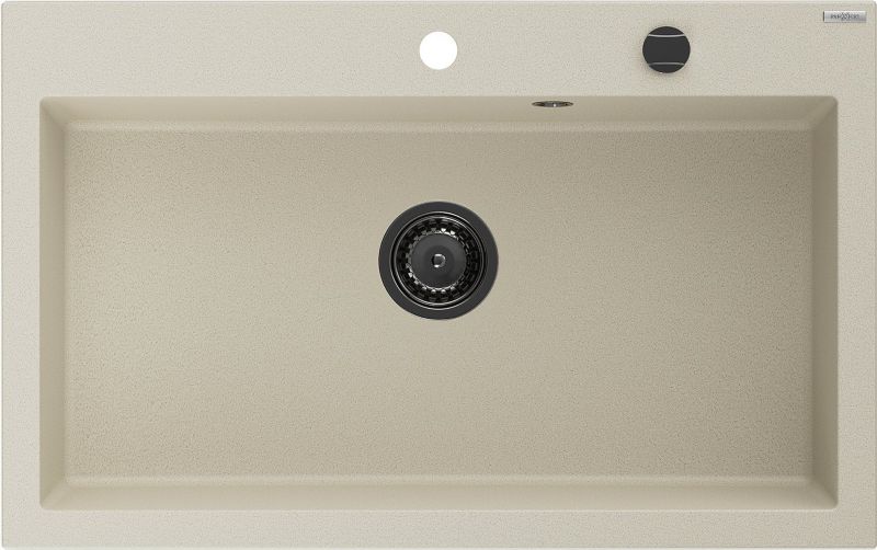 Zlewozmywak Granitowy Mexen Elix 800x500 mm Beżowy z Czarnym Syfonem- 6527801005-69-B