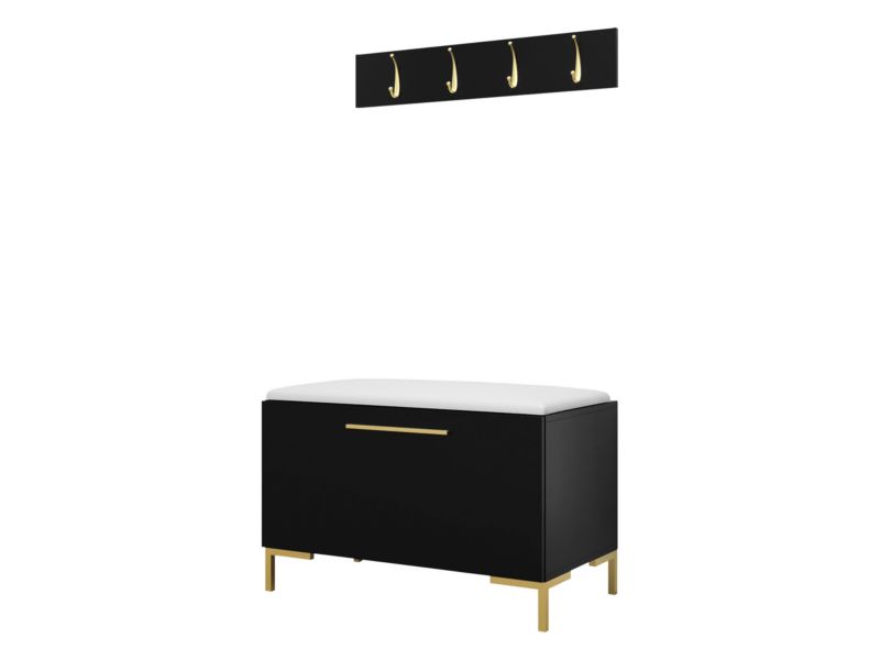 Garderoba MIRJAN 24 Zilion VIII czarny + biała ekoskóra 1 kpl.