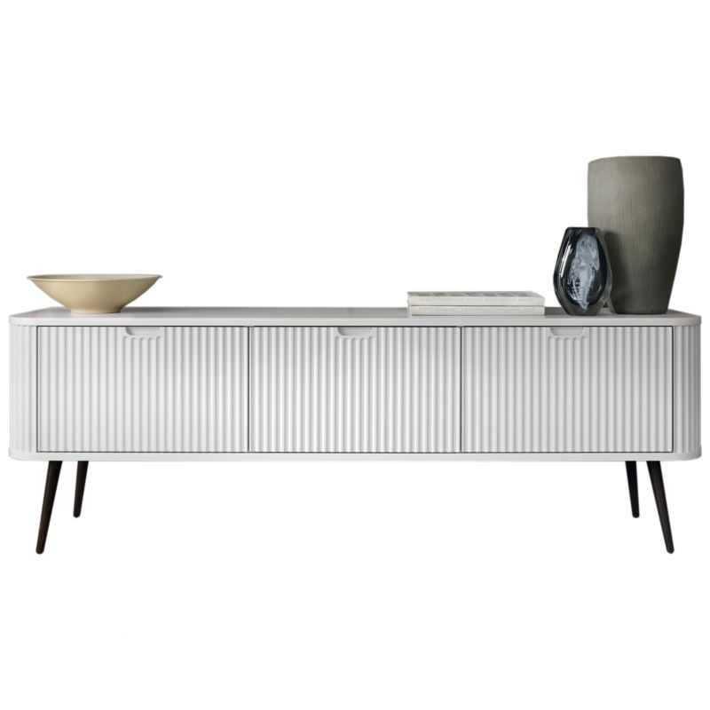 Szafka rtv trzydrzwiowa Bettso Zova 168 cm na czarnych nogach biały 1szt.