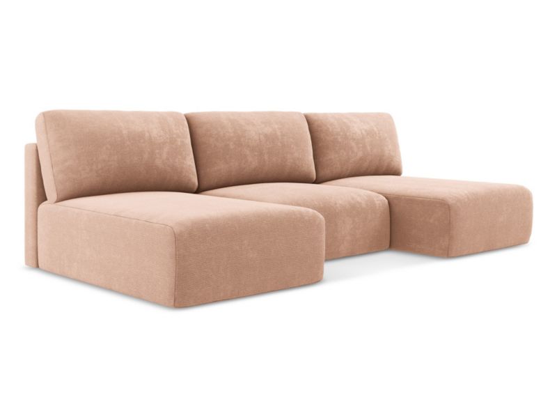 Sofa panoramiczna z funkcją spania LaMiaSofa OSTIA z tkaniny szenilowej 304x149 cm brzoskwiniowy 1 szt.