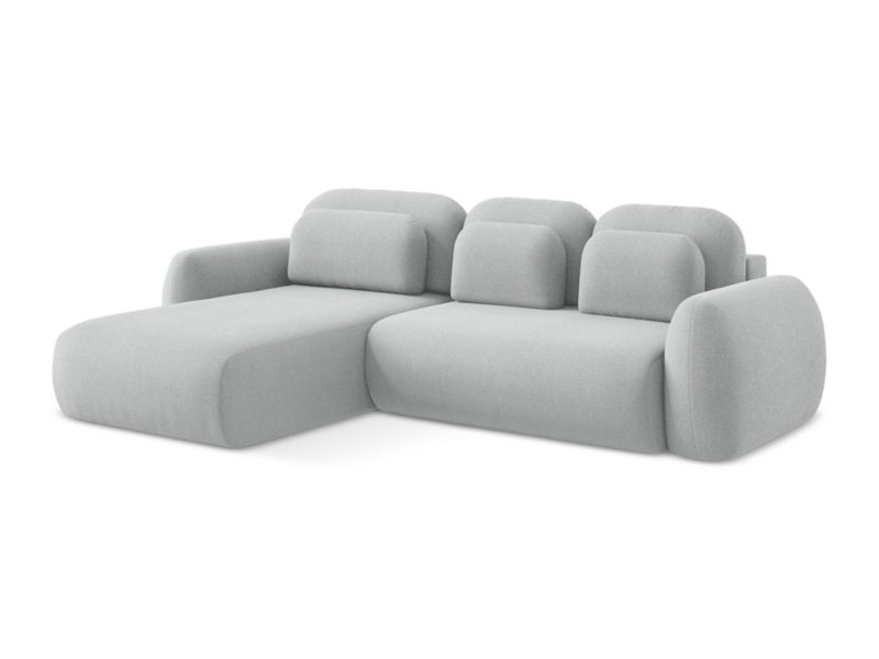 Narożnik lewostronny z funkcją spania LaMiaSofa FERRETTI z tkaniny bouclé 304x190 cm jasny szary 1 szt.