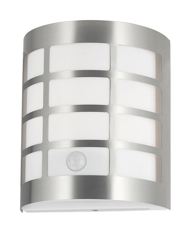 Kinkiet zewnętrzny z czujnikiem Rabalux Sevilla chrom satyna 1 x E27 x 11W IP44 wym: 21 x 16,5 x 9 cm - 1 szt.