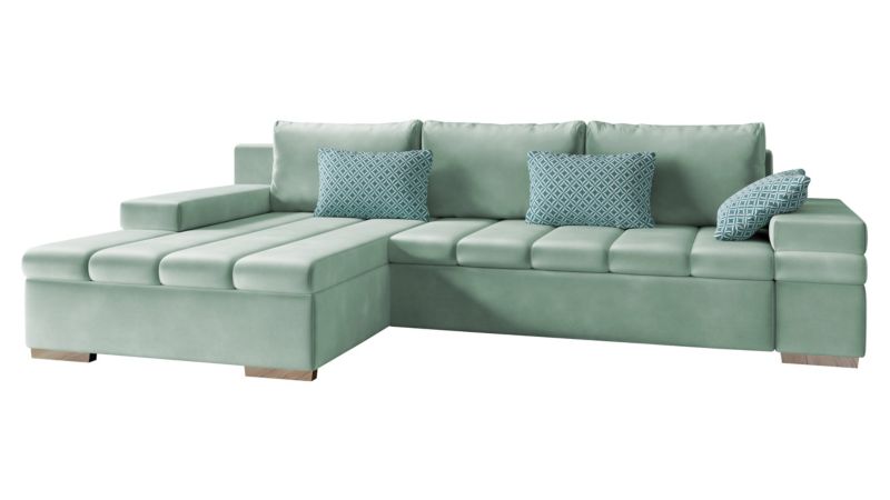 Narożnik z funkcją spania MIRJAN 24 Bangkok lewy seledynowy/niebieski wzór 1 szt.