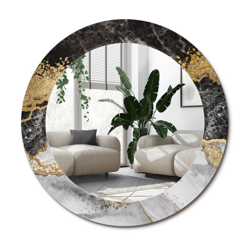Lustro Okrągłe Tulup Marmur Loft 60 cm Nowoczesne Na Podkładzie 1 szt.