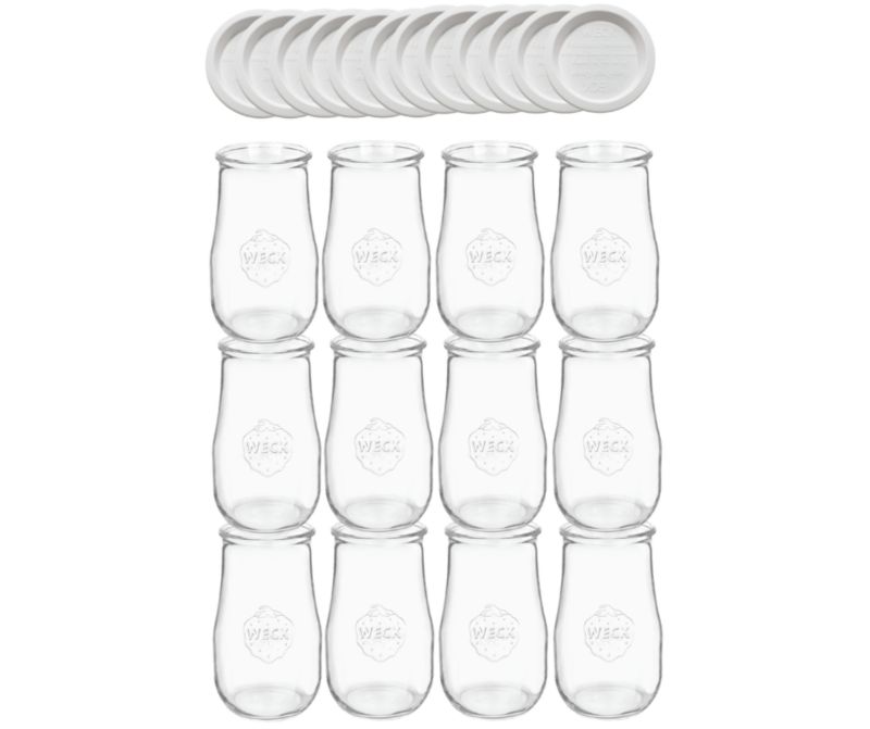 Słoiki MODO24 Weck 2700 ml fi 100 tulip plastikowe wieka 12 kpl.