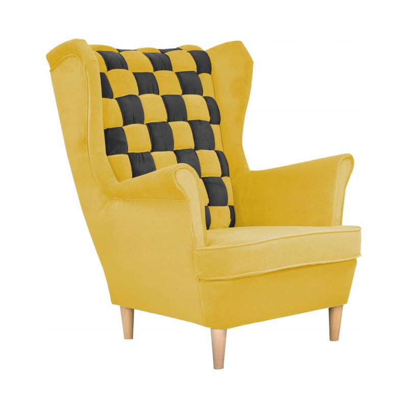 Fotel uszak do salonu Family Meble Carol Duo żółto czarny 1szt