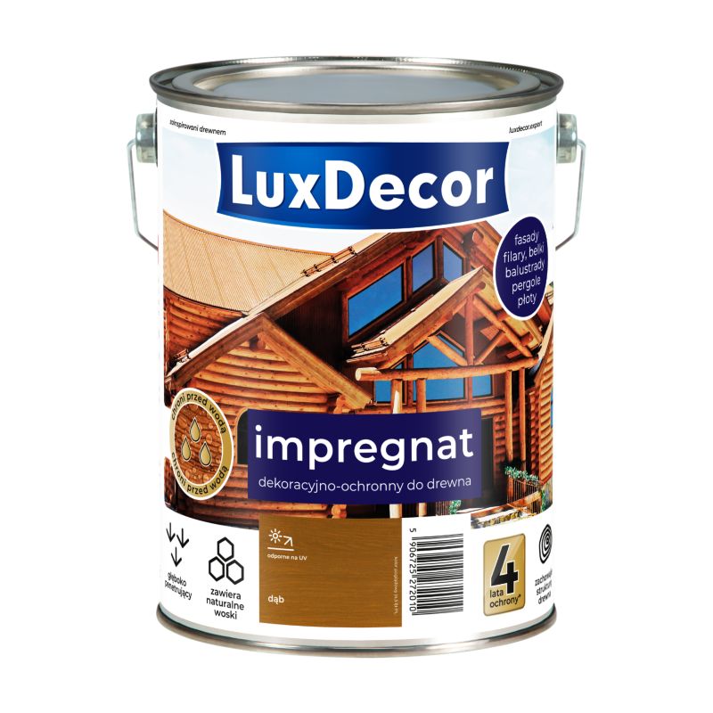 Impregnat dekoracyjno-ochronny do drewna LuxDecor, dąb, 9 l, 1 szt.