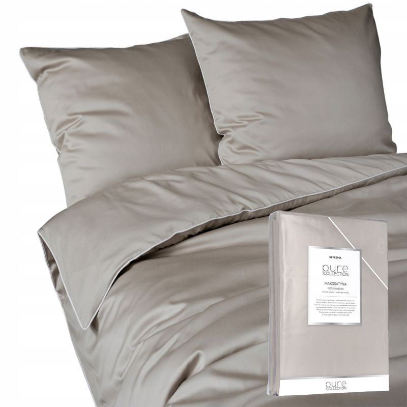 Pościel Detexpol Pure 160x200cm + 2x poszewka 70x80cm z bizą bawełna beżowa 1 kpl.