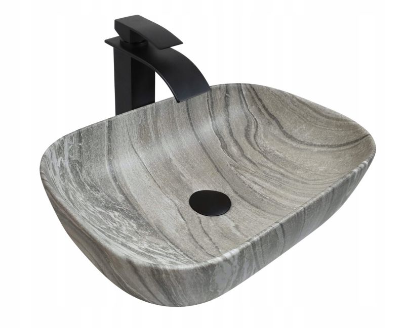 Umywalka nablatowa Estiva ALIA Marmo Gray marmur szara 44,5x32,5x13,5 cm 1 szt.