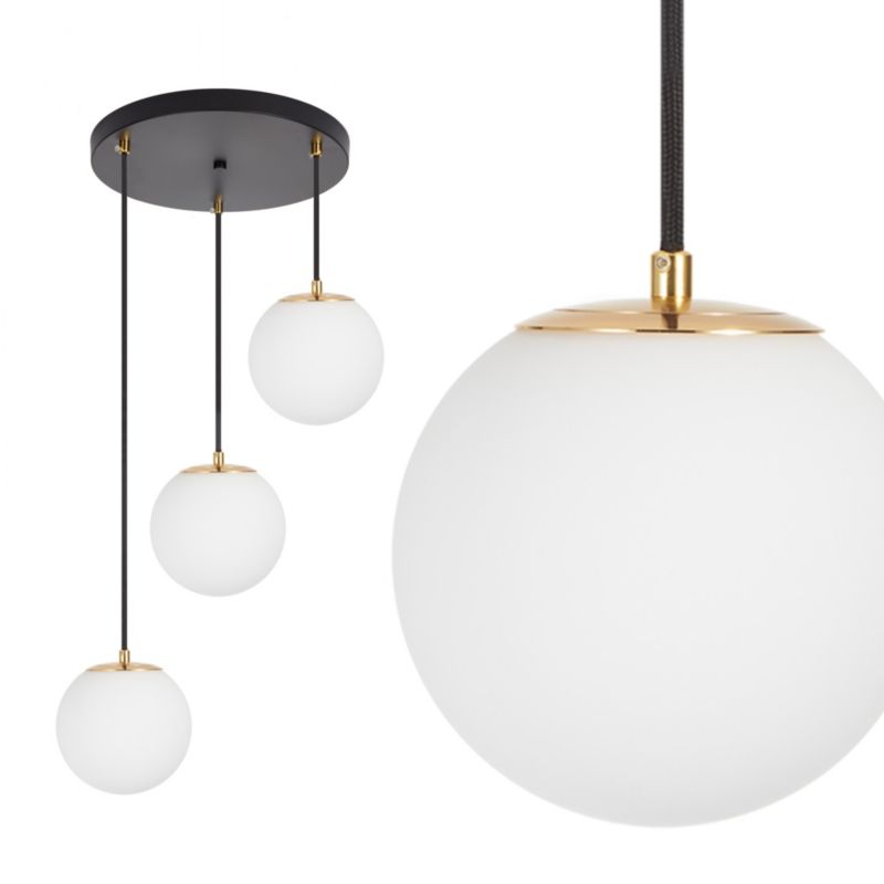 Lampa wisząca LL JORLEN 3xE27 66765 LightLogic złota glamour białe kule 1szt.