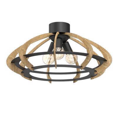Lampa sufitowa wisząca Luminex Orebo czarny mat-ciemne drewno wym: 30 x 58 x 58 cm 3xE27 x 15W 1 szt.