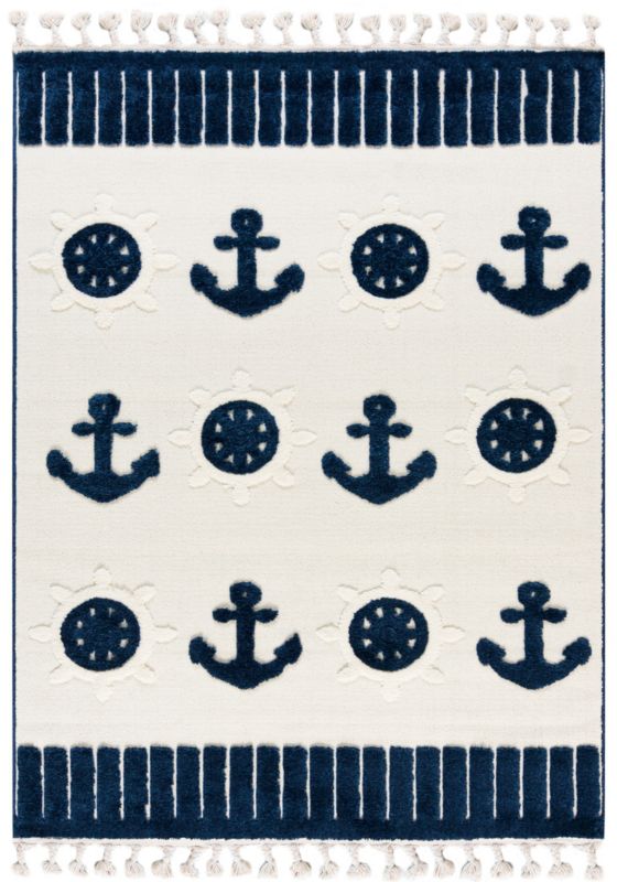 Dywan Dziecięcy Buffo Mare Prostokąt Mazovia 160x230 cm Beżowy granatowy Motyw Kotwica, Morski 1 szt.