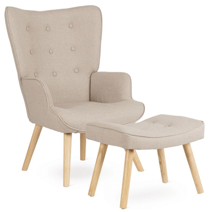 Fotel Uszak LOZANO 2 Mebel Elite Wypoczynkowy Beżowy z Podnóżkiem do Karmienia 1 szt