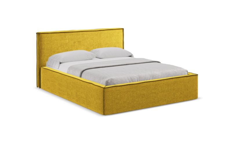 Łóżko LaMiaSofa Anani z tkaniny szenilowej 180x200 musztardowy 1 szt.