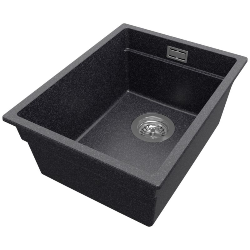 Zlewozmywak Praga Slim PRIMAGRAN Nablatowy 36x47cm do szafki od 40cm z Syfonem Grafitowy 1 szt.