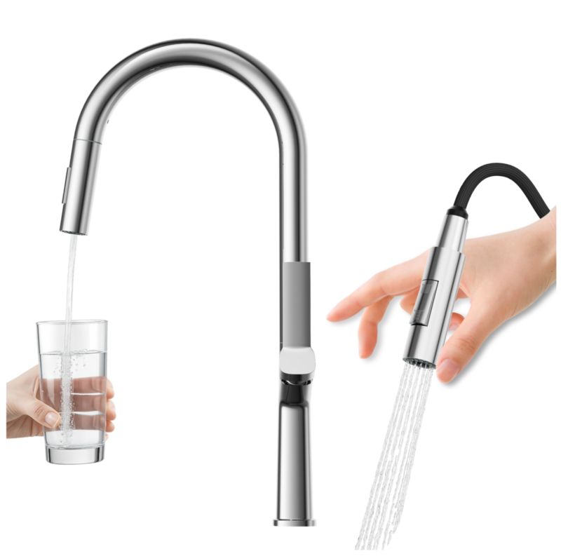 Bateria Kuchenna Z Wyciąganą Wylewką Obrotowa Wysoka Granitan Ellis Chrom 1 szt.