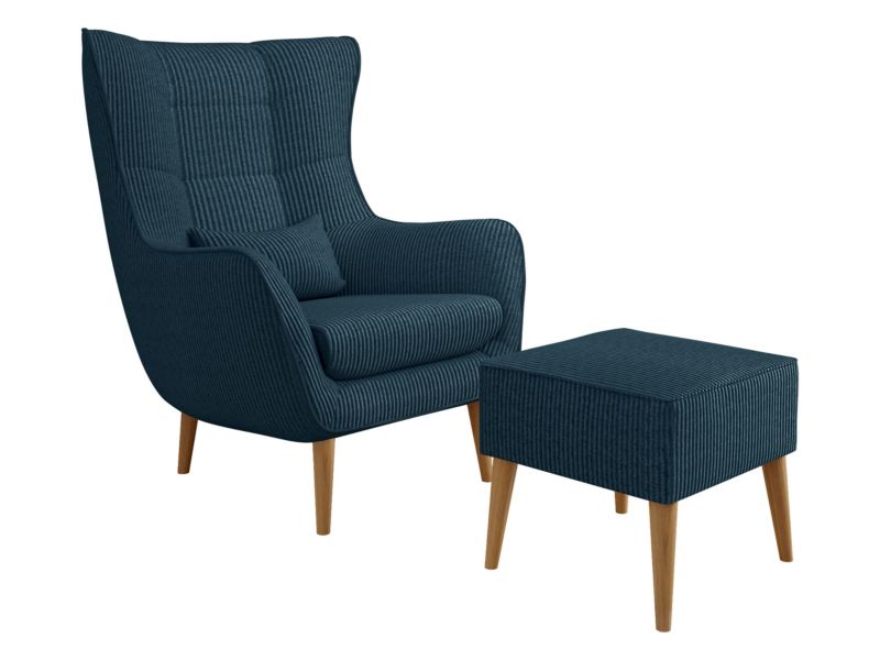 Fotel MIRJAN 24 Estjano Sztruks z podnóżkiem kobaltowy 1 szt.