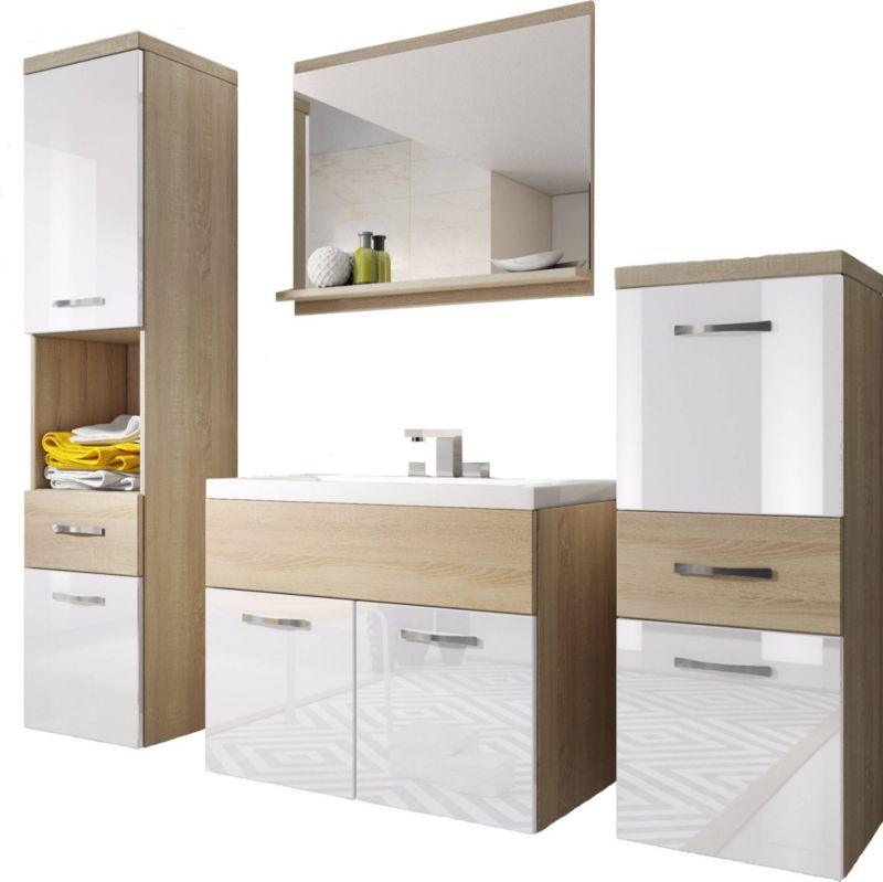 Zestaw mebli łazienkowych MINIO go for it ALBECK dąb sonoma/biały połysk 1 kpl.