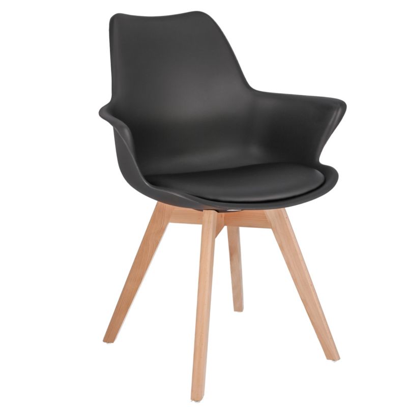 Krzesło profilowane JUMI wygodne plastikowe do salonu jadalni czarne 1 szt.