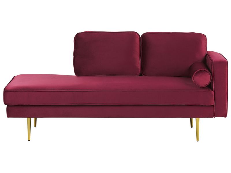 Szezlong welurowy prawostronny bordowy Miramas 1 szt.