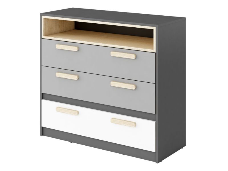 Komoda MIRJAN 24 Pok PO-08 grafit / buk ibsen / szary jasny / biały 1 szt.