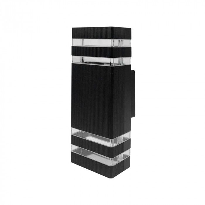 Kinkiet ścienny zewnętrzny Ecolight Kinkiety czarno-przezroczysty 2 x GU10 x 35W IP54 wym: 31 x 10 x 6,5 cm - 1 szt.