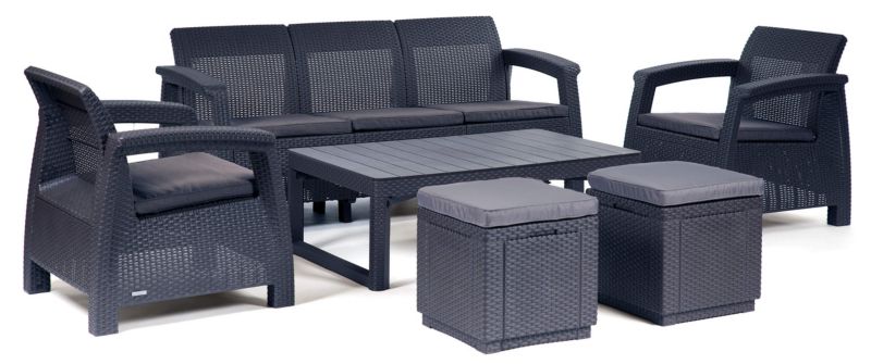 Zestaw mebli ogrodowych Keter Corfu CLUB 3-SET Lyon dla 7 osób Grafit 1 kpl.