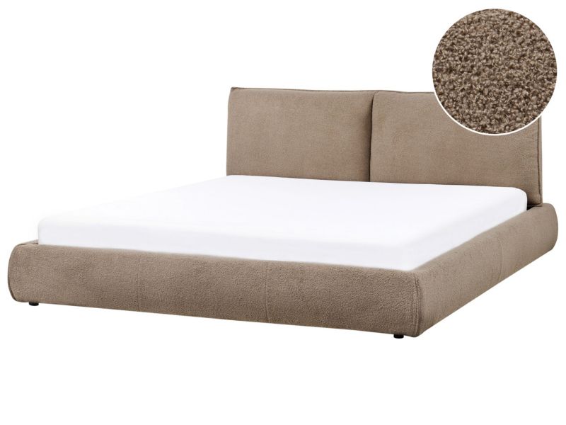 Łóżko Boucle Vinay 180 x 200 cm Beżowoszary 1 szt.