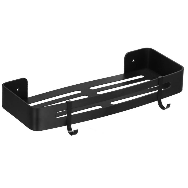 Półka łazienkowa Springos wisząca pod prysznic 32x12 cm stal nierdzewna loft czarna 1 szt.