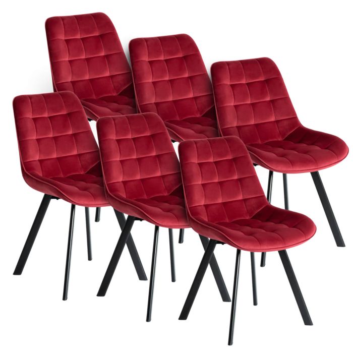 Zestaw 6x Mebel Elite Krzesło RICK Tapicerowane do Salonu Bordowe Welur Loft 1 kpl