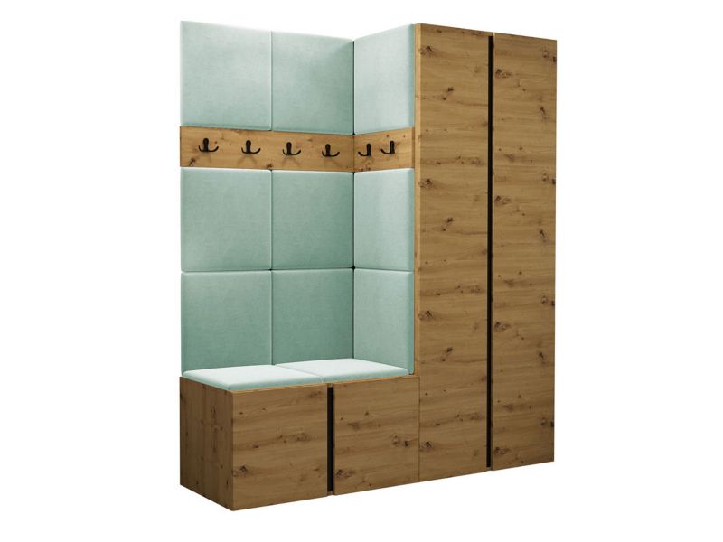 Garderoba MIRJAN 24 Orion III dąb artisan/czarny + miętowy 1 kpl.