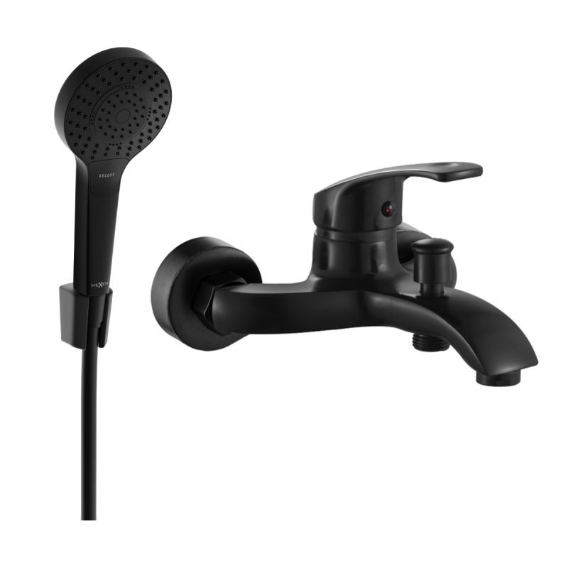 Bateria wannowa Mexen Fabia czarna z zestawem prysznicowym 1 szt.