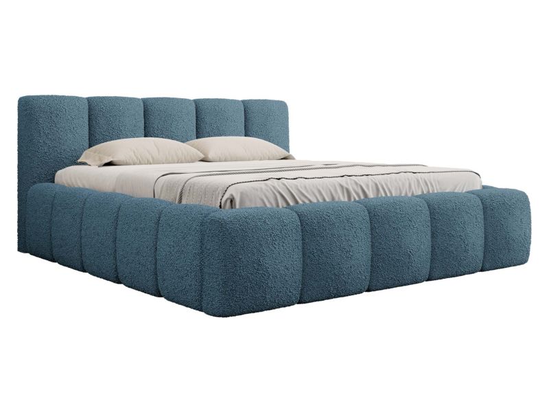 Łóżko tapicerowane MIRJAN 24 Kevson Boucle 160x200 ciemny denimowy niebieski 1 szt.