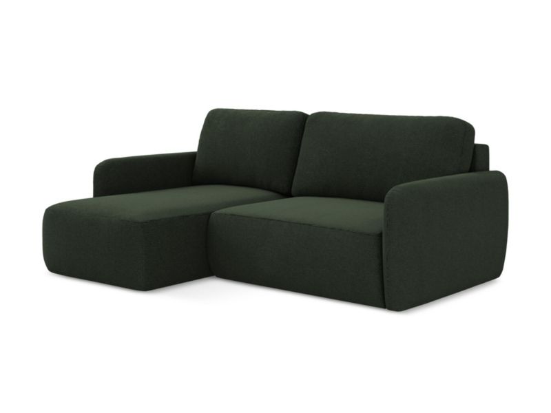 Narożnik lewostronny z funkcją spania LaMiaSofa CORLE z tkaniny strukturalnej 207x148 cm butelkowa zieleń 1 szt.