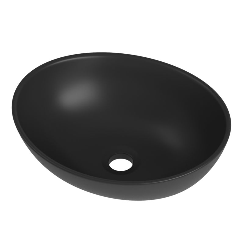 Umywalka Nablatowa Łazienkowa Granitan Astro Okrągła Ceramiczna Czarna 1szt.