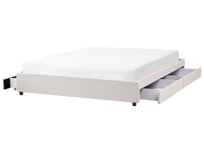 Łóżko z szufladami bez zagłówka Prades 180 x 200 cm Jasnobeżowy 1 szt.