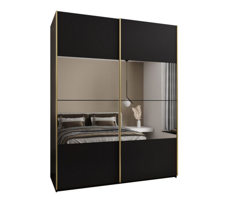 Szafa przesuwna Abiks LUX 4 wysoka szer.200cm czarny/czarny/złoty 1szt.