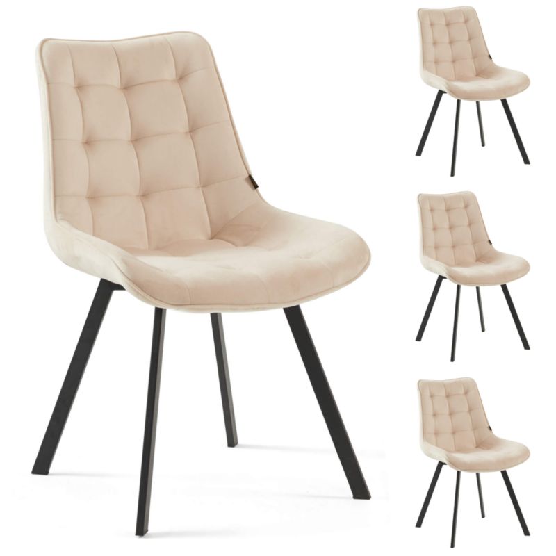 Krzesła welurowe Kobi Roxy kremowe 4 szt.