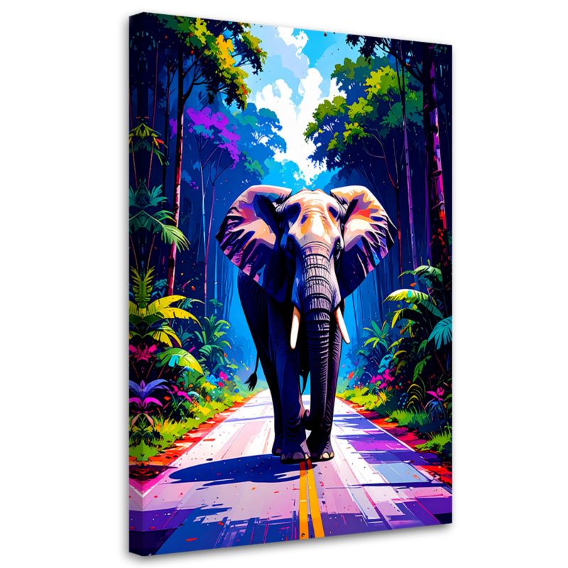Obraz na płótnie do salonu biura Feeby Słoń na drodze Dżungla 70x100cm 1szt