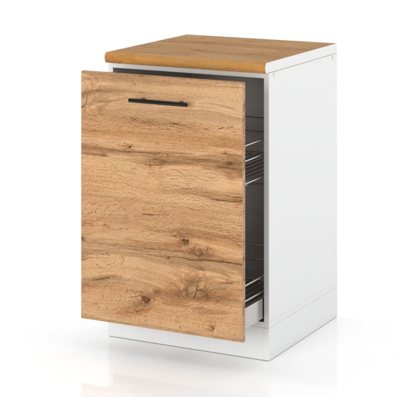Szafka Kuchenna Hurtownia-Mebli Stojąca Cargo D50 CARGO sPremium 50cm Biały Mat Dąb Wotan 50x52x85 cm 1szt.