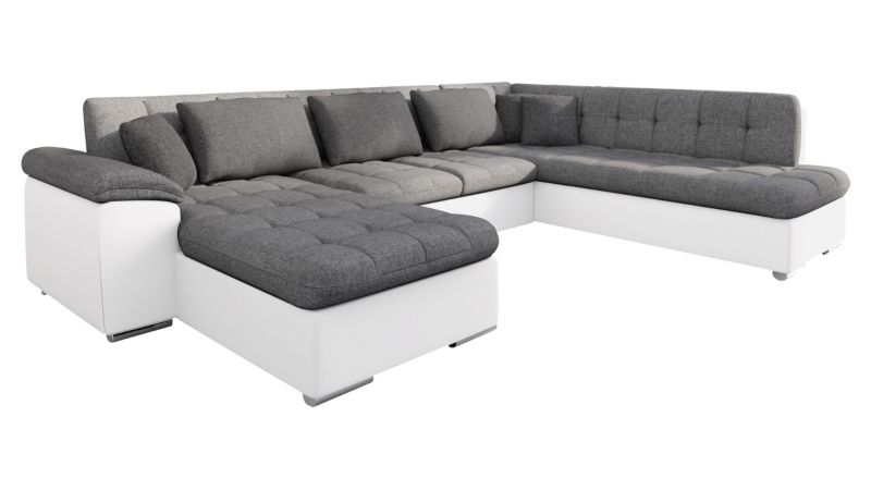 Narożnik z funkcją spania MIRJAN 24 Niko Bis lewy biała ekoskóra/szary/grafitowy 1 szt.